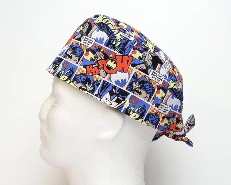 Batman Comic Strips Men's Tie Back Scrub Cap