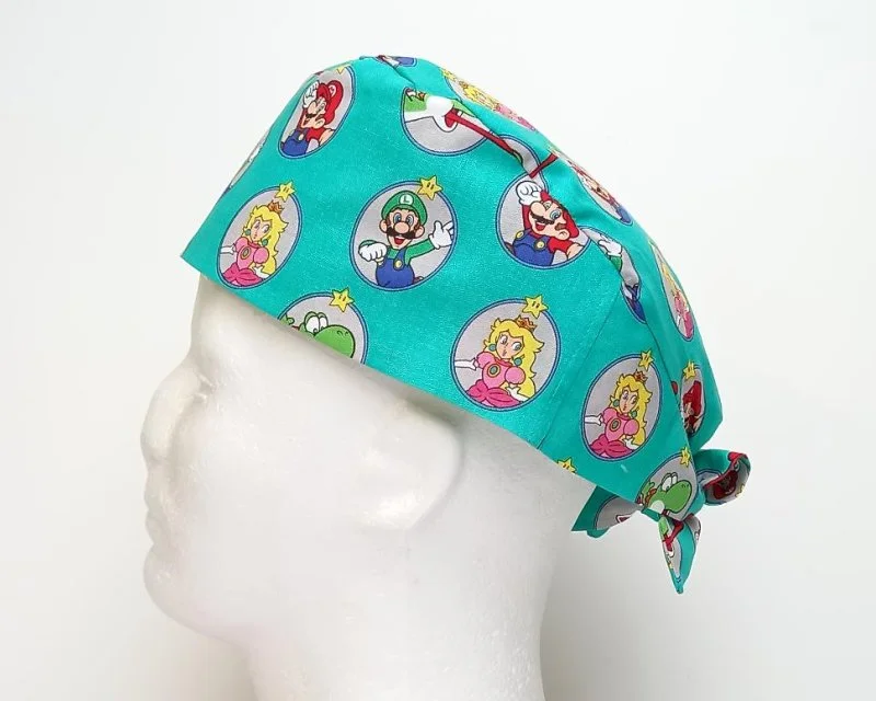 Super Mario Characters  Men's Tie Back Scrub Cap