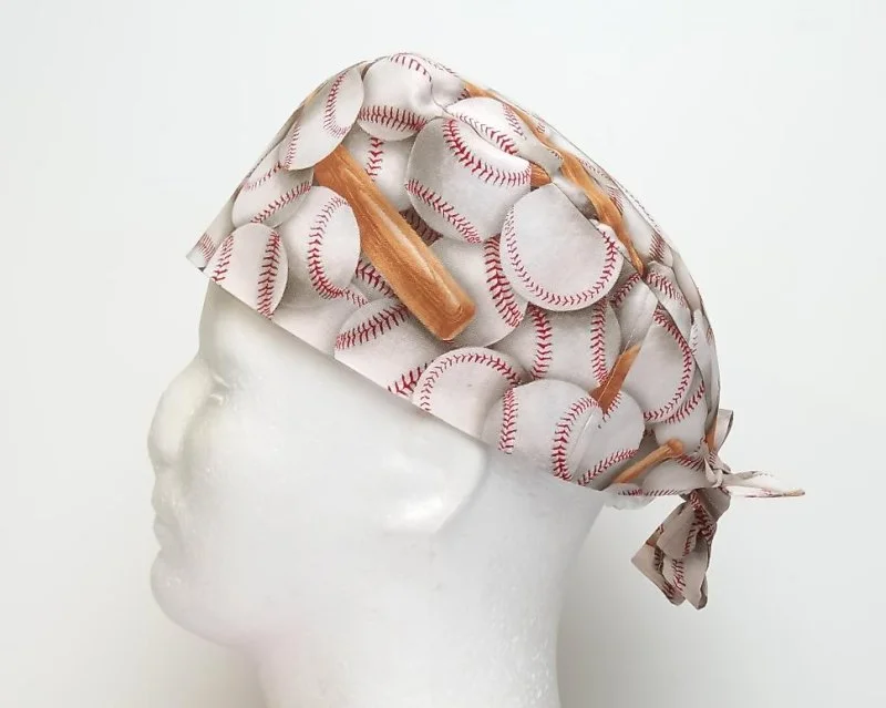 Baseball Men's Tie Back Scrub Cap