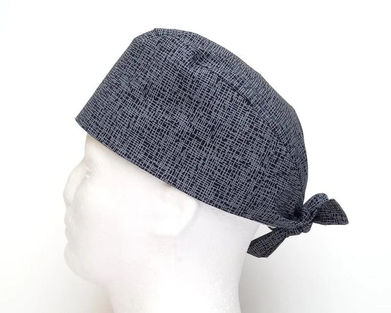 Crosshatch Gray Men's Tie Back Scrub Cap