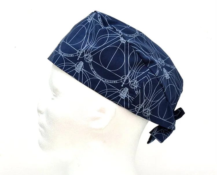 Deathly Hallows Navy Harry Potter Men's Tie Back Scrub Cap