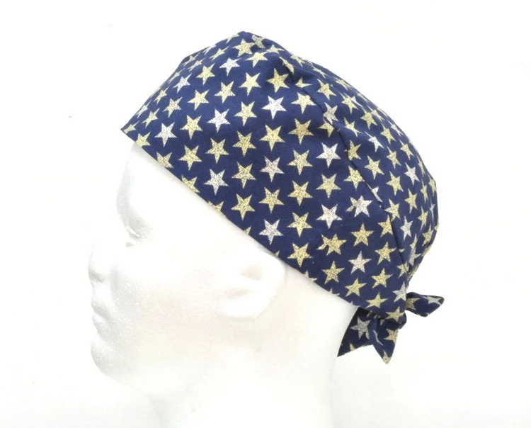 Stars Navy Men's Tie Back Scrub Cap