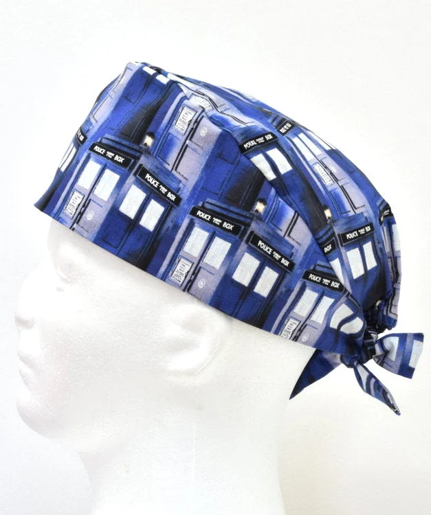 Doctor Who Tardis Phone Box Men's Tie Back Scrub Cap