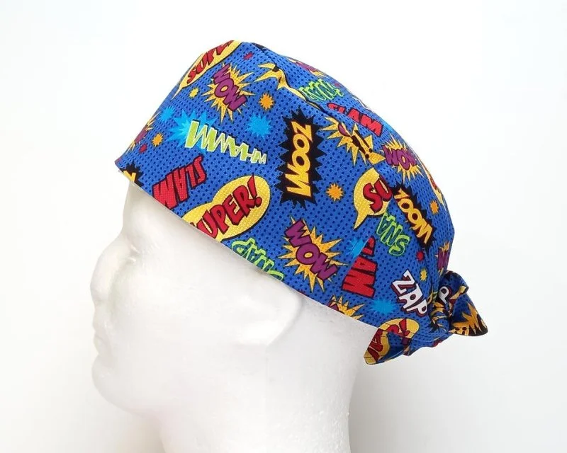 Pow Zap Super! Men's Tie Back Scrub Cap