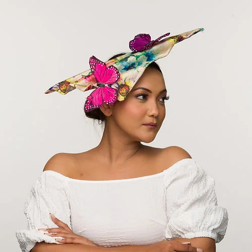 Papillon- floral derby fascinator with butterflies