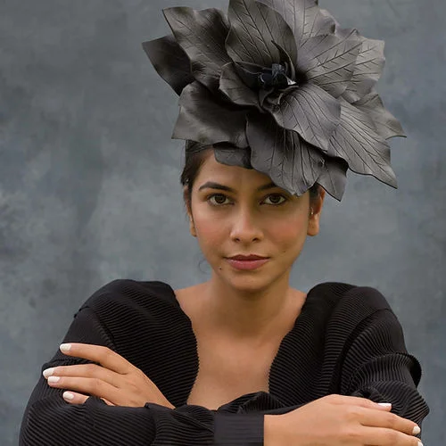 Black and silver floral fascinator