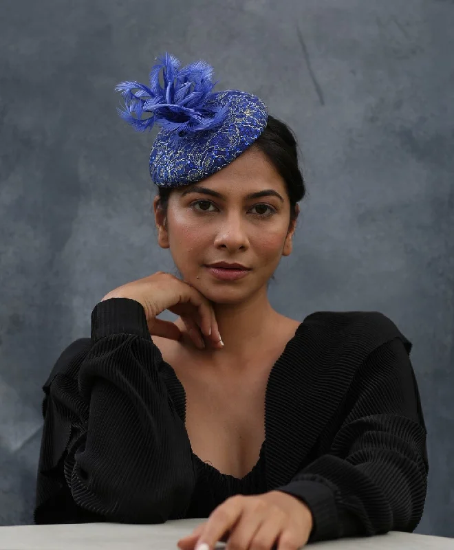 Emma- rich blue fascinator for multiple events