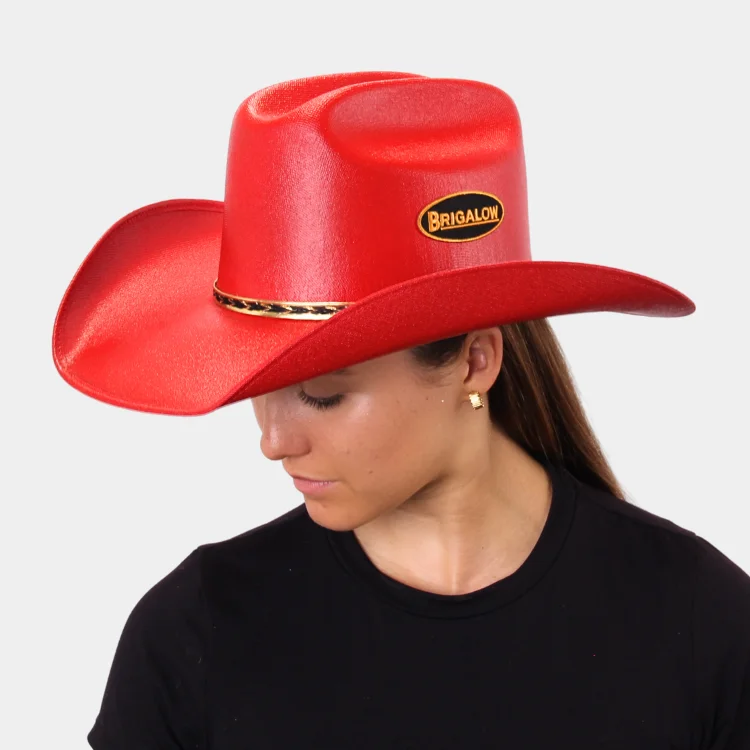 Brigalow Adults Coloured Straw Cheyenne Hat - Red