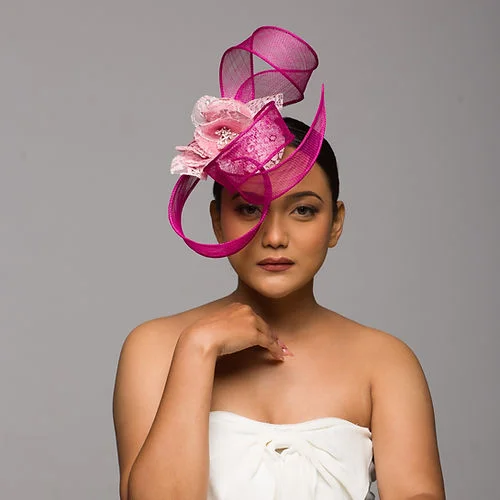 Pink Fascinator Headwear Drama (Scarlet)