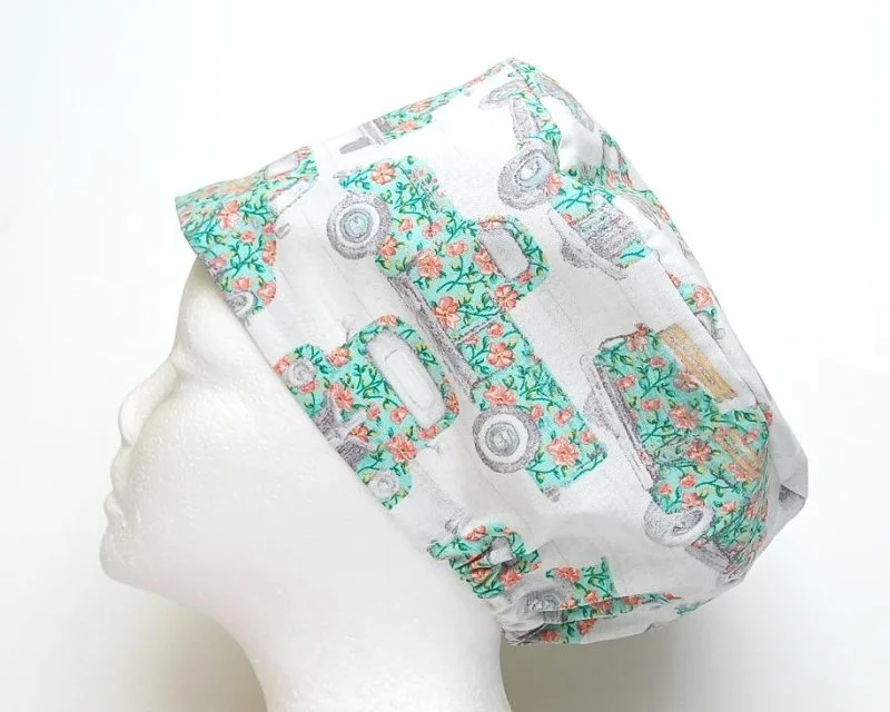 * Floral Pick Up Truck Women's Basic Scrub Cap