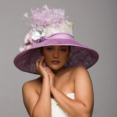 Classic lilac and beige derby hat