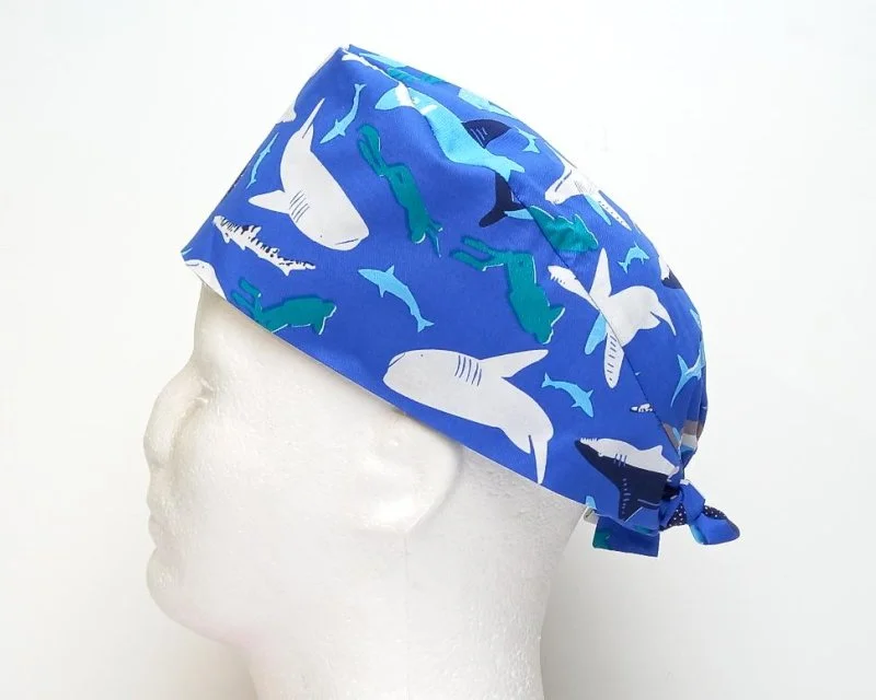 Divers Sharks Men's Tie Back Scrub Cap