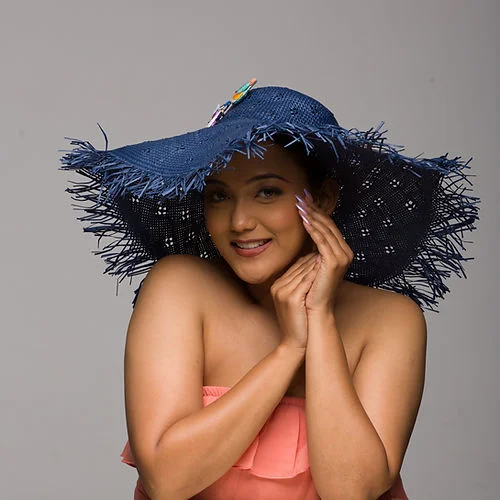 Damsel - Navy blue flowy sun hat with drama