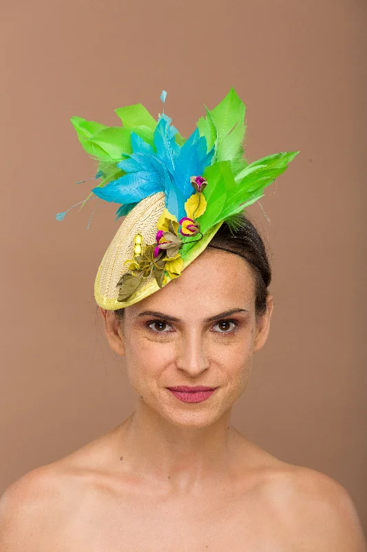 Leather Fascinator Green (Dora)