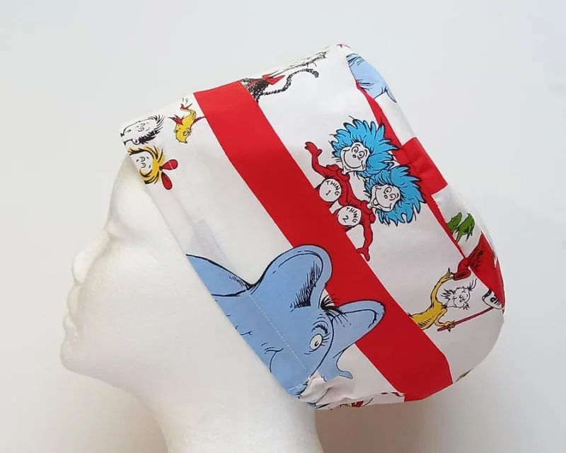 NEW Dr Seuss Wavy Stripe Women's Basic Scrub Cap