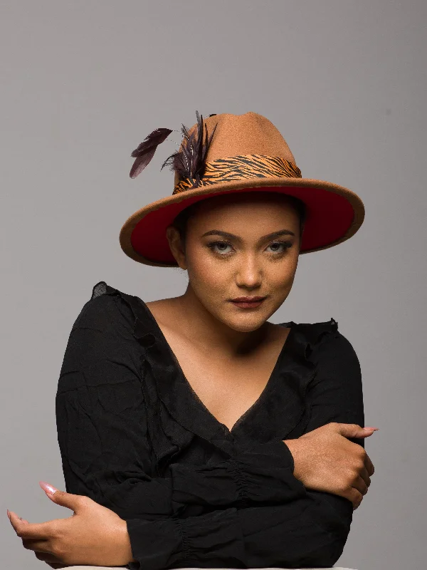 Thanksgiving Hat With Animal Print and Feathers (Oak)