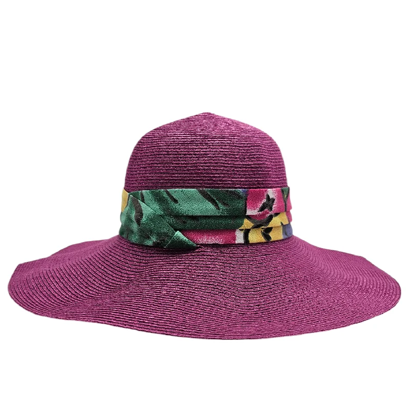 Malaika-Pink foldable sun hat with bright color band