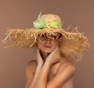 Green Hat Raffia Natural Straw (Archer)