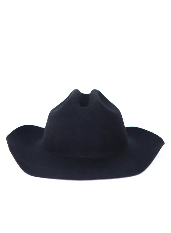 Midnight - 100% Wool Black Western Hat