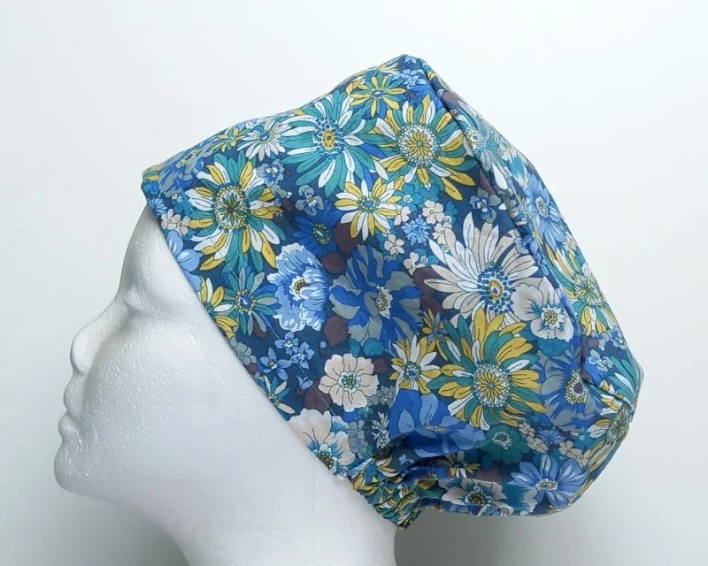 Muted Blue Floral Women's Basic Scrub Cap