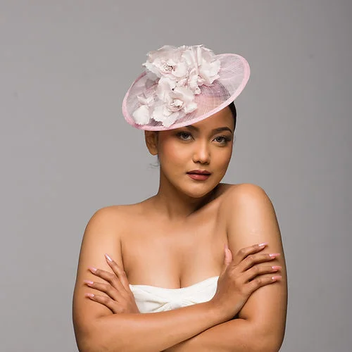 Neutral blush pink floral fascinator