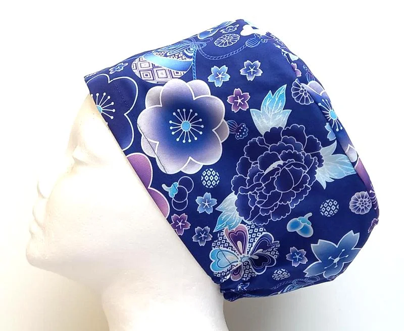 NEW - Blue Floral Women's Basic Scrub Cap