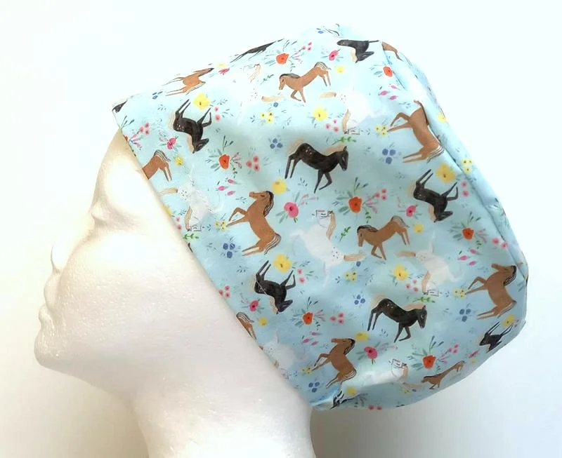 NEW - Floral Hores Women's Basic Scrub Cap