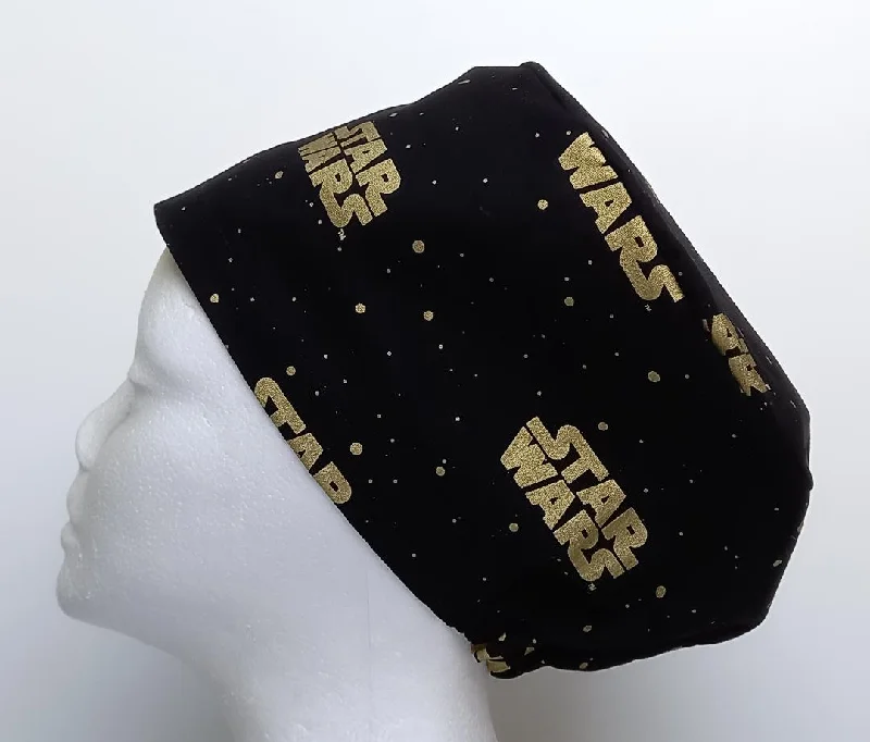 Gold Foil Star Wars Logo Christmas Women's Basic Scrub Caps