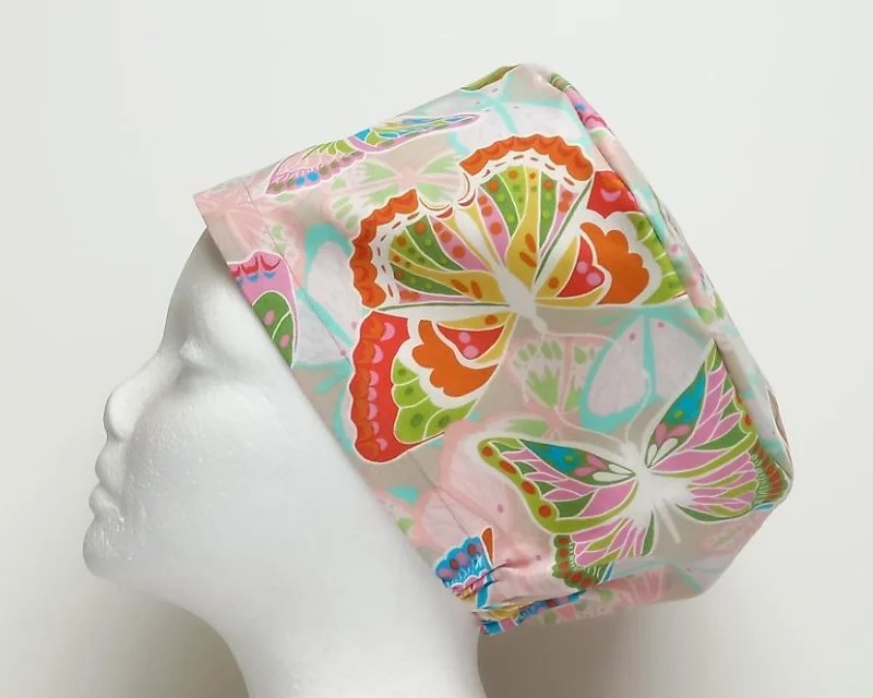 NEW Packed Butterflies Pastel Women's Basic Scrub Caps