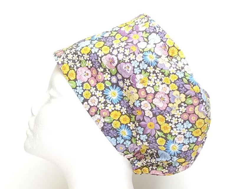 NEW Pancy, Daisy, Spring Floral Women's Basic Scrub Cap