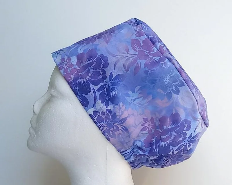 NEW Purple Floral Haven Women's Basic Scrub Cap