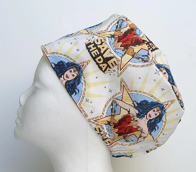 New - Super Woman Save The Day Women's Basic Scrub Caps