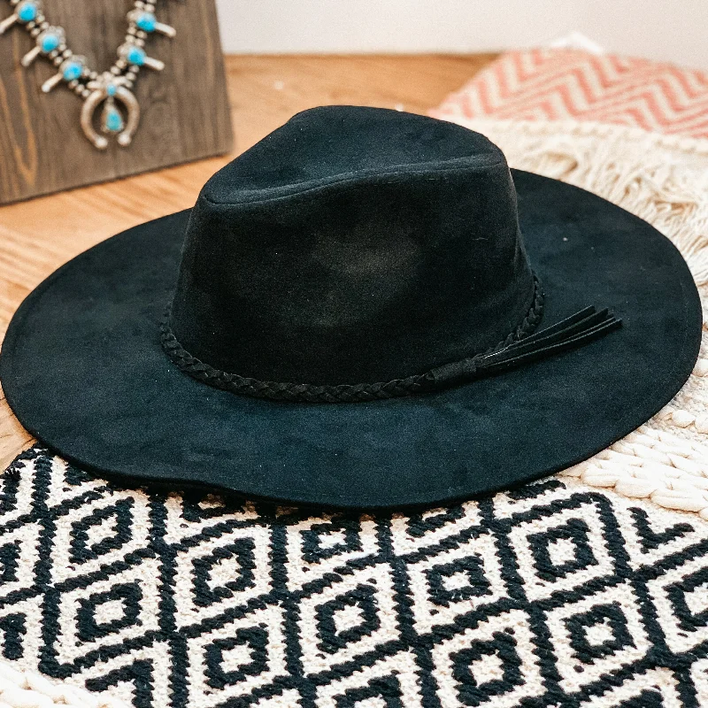 Oklahoma Hills Floppy Brim Faux Felt Hat in Black