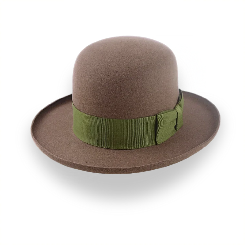 Brown Open Crown Felt Hat with Wide Rolled Brim | The Rover