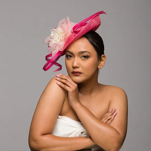 Pink fascinator with ombre shade trims