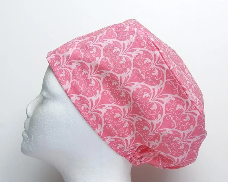 NEW Elegant Pink Damask Women's Basic Scrub Cap Surgical Nurse Doctor