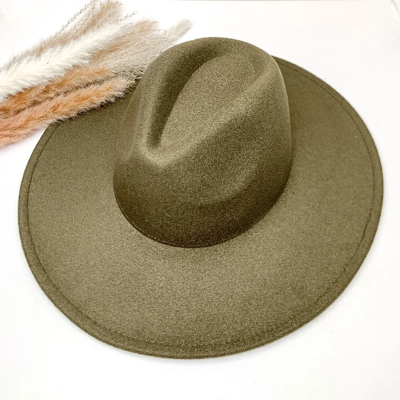 Plain and Southern Faux Felt Hat in Olive Green