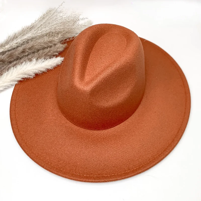 Plain and Southern Faux Felt Hat in Rust Orange