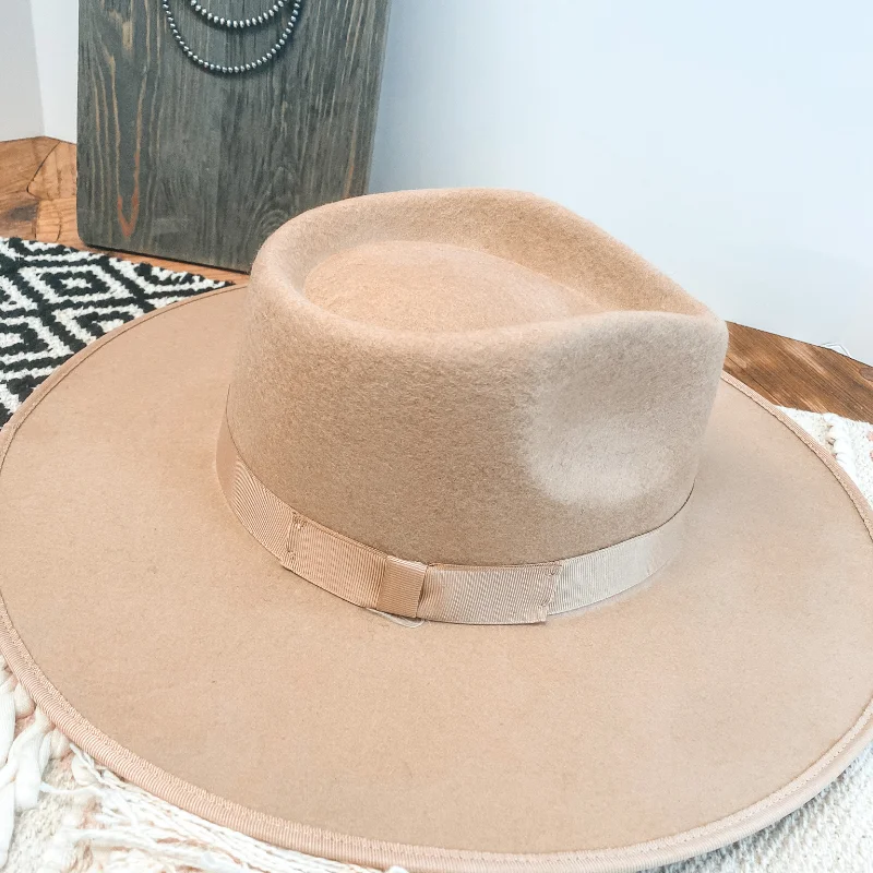 Ramblin' Road Ribbon Banded Rancher Hat in Beige