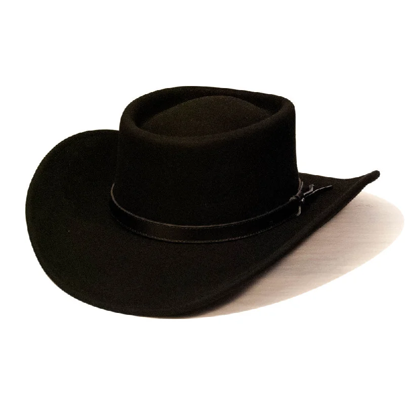 Saint Martin - Black Felt Western Gambler Hat