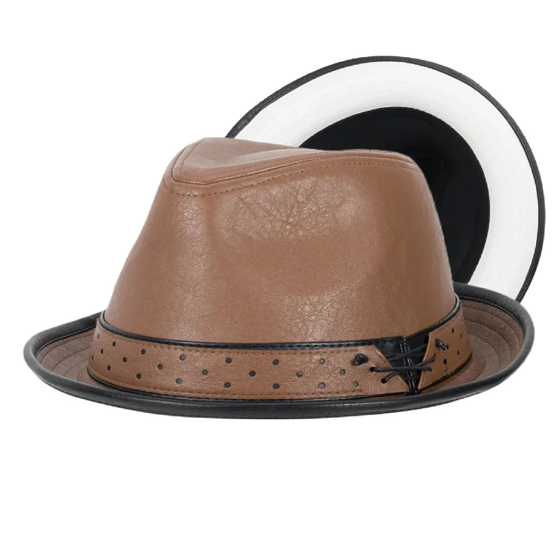 Stacy Adams Halden Pinch Front Vegan Leather Trilby Hat