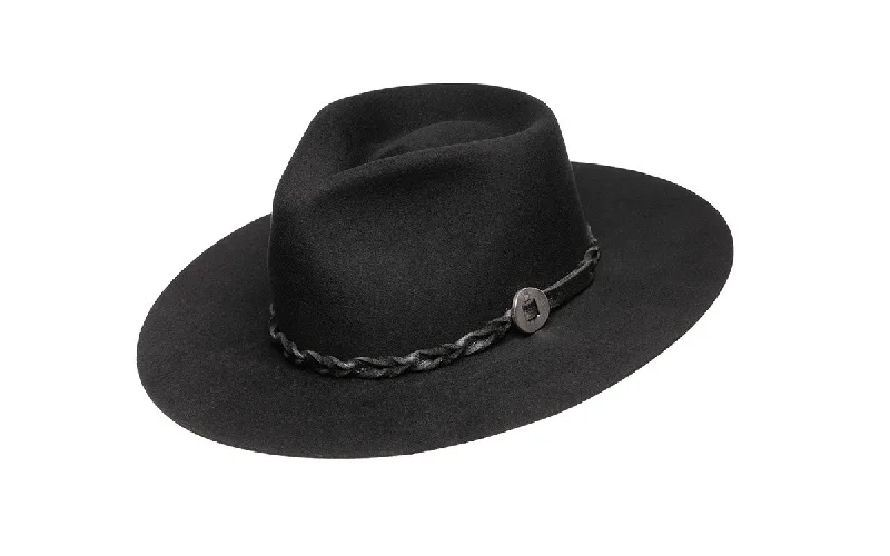 FINN WIDE STIFF BRIM HAT - BLACK