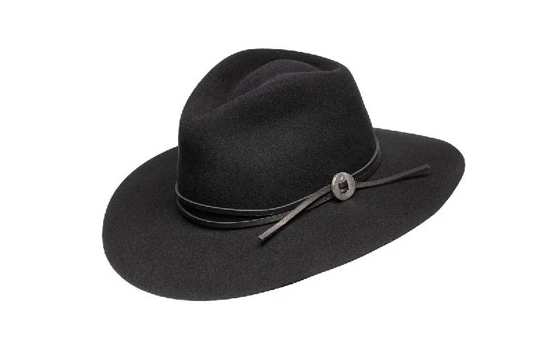 PHOEBE WIDE BRIM WOOL HAT - BLACK