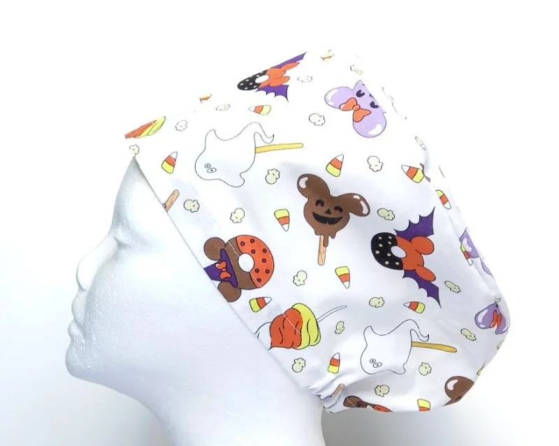 NEW Disney Mickey Halloween Snacks Women's Basic Scrub Caps