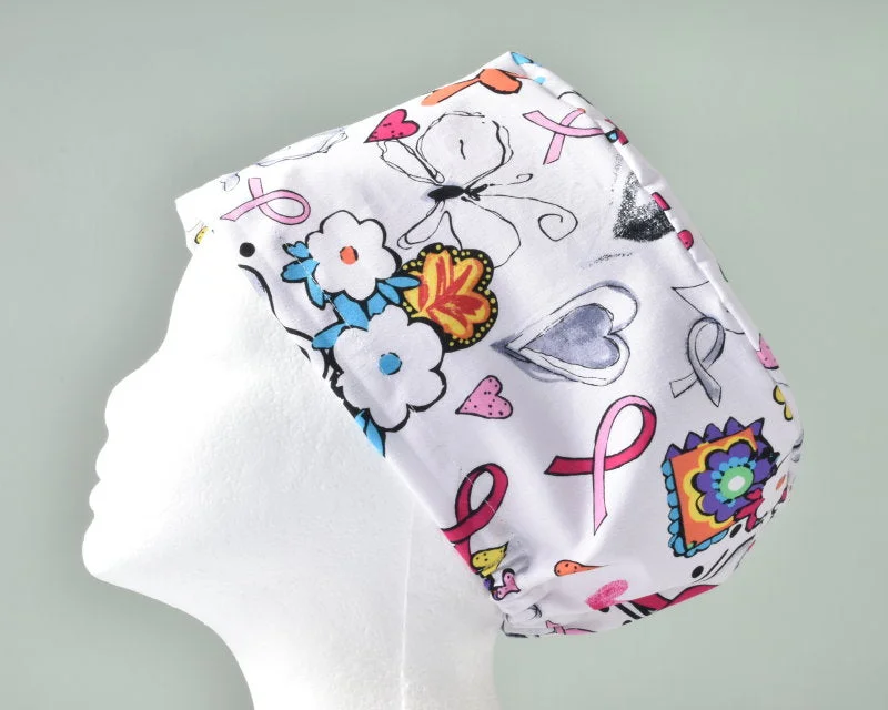 Breast Cancer Awareness White Women's Basic Scrub Cap