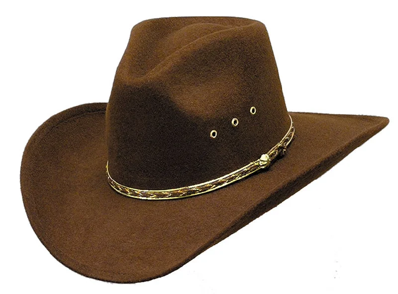 BFF-36BR Brown Faux Felt Western Pinch with Elastic