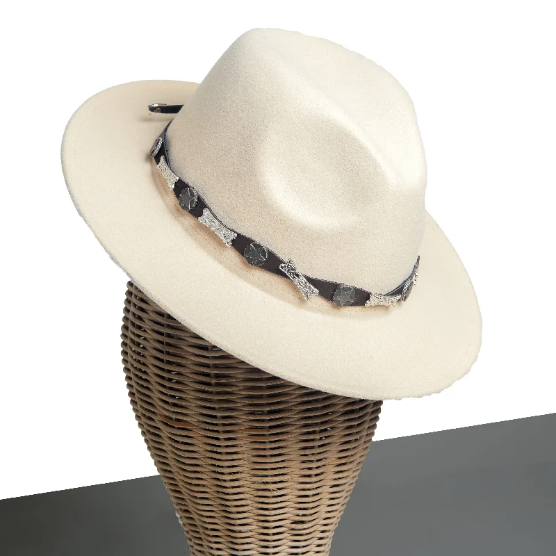 Chokore Cowboy Hat with Buckle Belt (Off White)