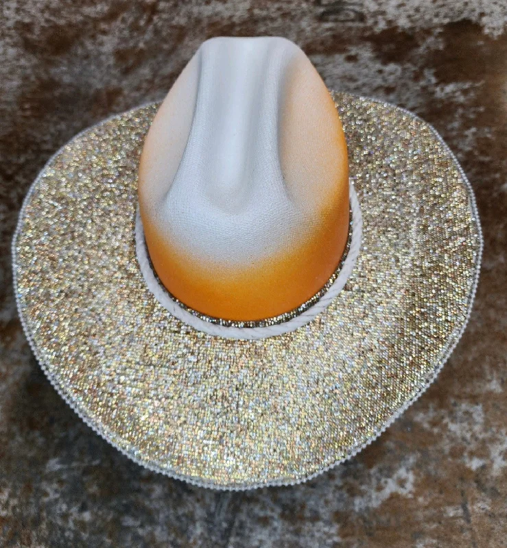 TN Orange Rhinestone Cowgirl Hat