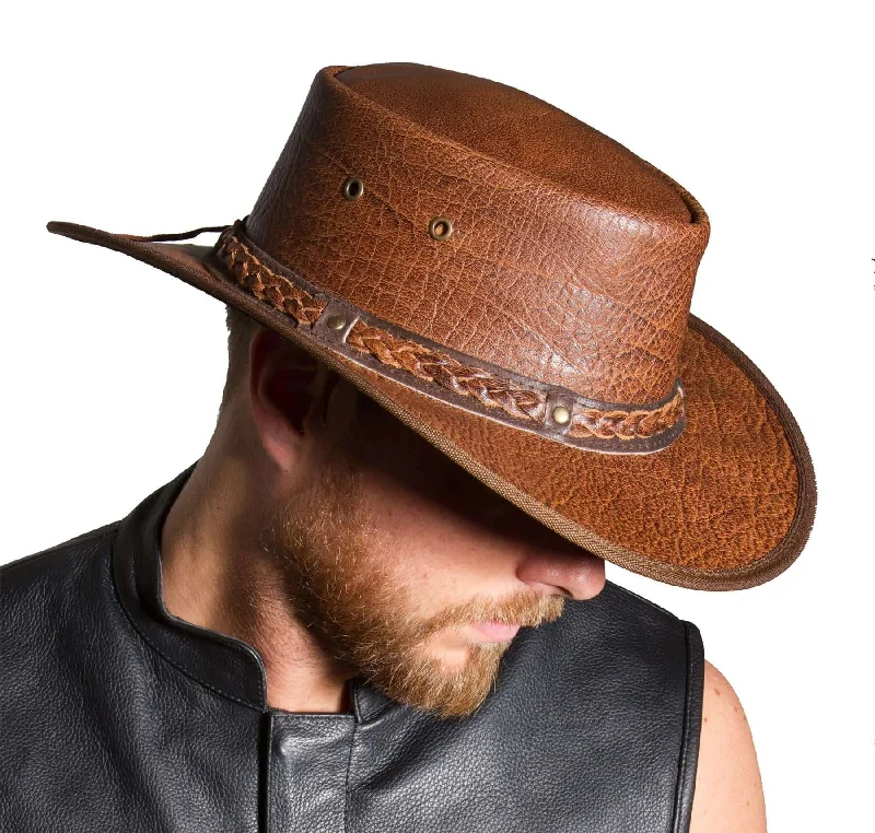 Genuine Full Leather Foldable Cowboy Hat For Men & Women By Lesa Collection