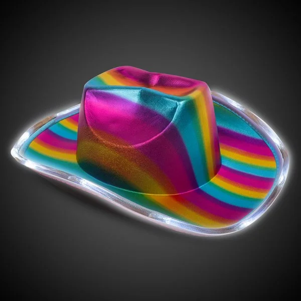 LED Light Up Flashing Rainbow Cowboy Hat